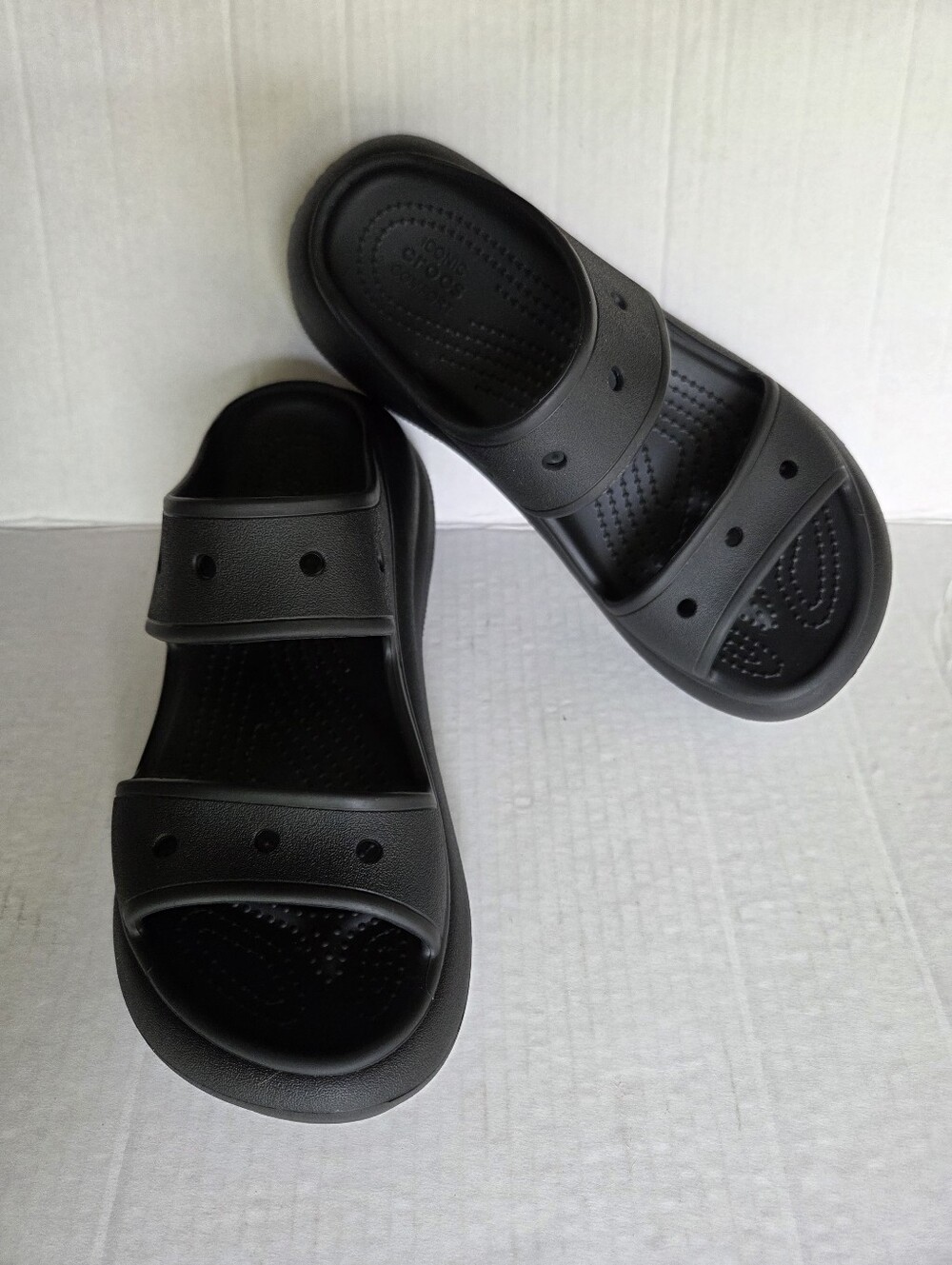 Crocs Classic Crush Sandal Platform Slides Wedge Black SIZE 7 Women NWOT